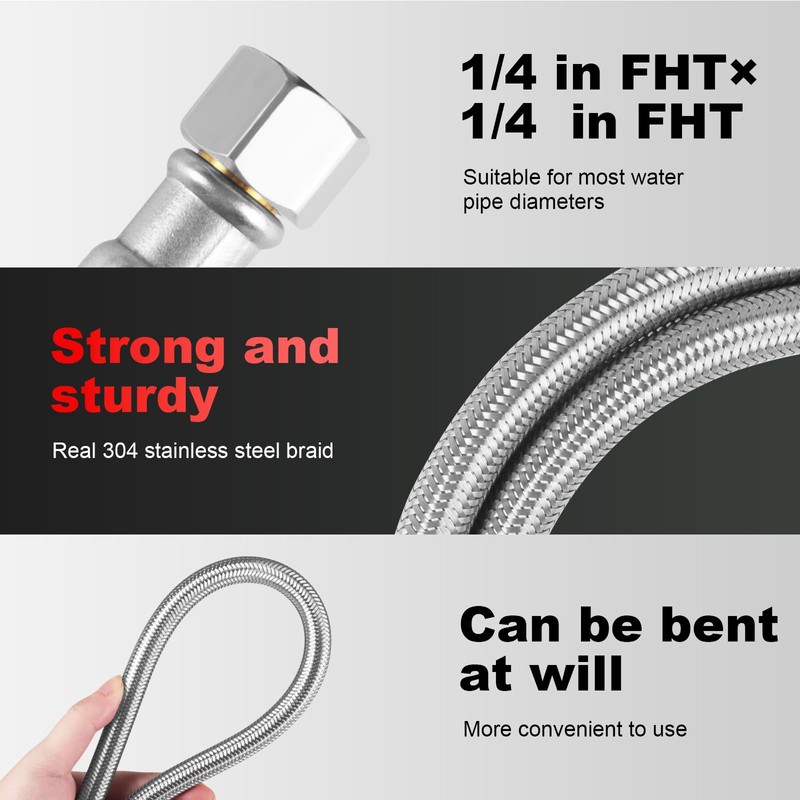 Refrigerator Icemaker Connector - Premium Stainless Steel Braided Ice Maker