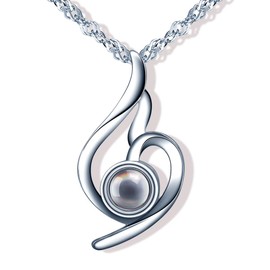 Yumilok Women's Necklace 100 Languages I Love You Wedding 925 Sterling Silver with Pendant Gift for Mum Wife Girlfriend