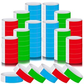 1200 Pack Paper Wristbands for Events Variety Neon Wrist Bands Lightweight Concert Wristbands Colored Waterproof Hand Bands for Party (Red, Green, Blue)