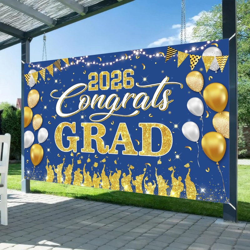 Class of 2026 Graduation Banner Decorations - 72.8'' x 43.3''