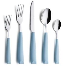 ANNOVA Silverware Set Stainless Steel Colorful Handle Tableware Kitchen Flatware Set Utensils, Includes Dinner Knives, Forks, Spoons, Salad Forks & Dessert Spoons (Light Blue, 20 Pieces)