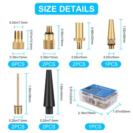 15 Pack Bicycle Valve Adapter Kit Bicycle Pump Adapter with Ball Pump/Air Pump/Compressor Adapter Bicycle Valve Adapter Tire Valve Cap, DV SV AV Bicycle Valve Adapter