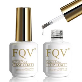 FQV 15ML Gel Polish Top Coat and Base Coat Kit,Art Manicure Salon DIY Home Solid Gel Glassy Top Coat (Transparent, 15ML)