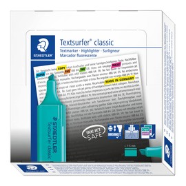 Staedtler 364-35 Textsurfer classic Textmarker, Keilspitze, circa 1 - 5 mm, 10 Stück im Kartonetui, türkis