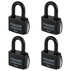 FIGODE® Large Sturdy Pad Lock with Keys, 2.8 in. Wide, Outdoor Waterproof Padlocks, Covered Heavy Duty Laminated Steel Locks, 4-Pack Keyed Alike Padlocks