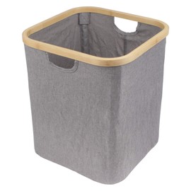 Foldable Bamboo Laundry Hamper without Lid - Decor Essentials for Any Room - Medium - Square - Gray