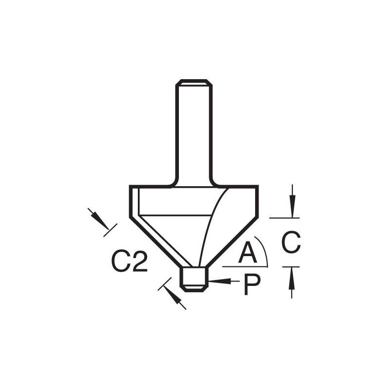 Trend CraftPro C049AX1/4TC Pin Guided Chamfer Router Bit 1/4" Shank