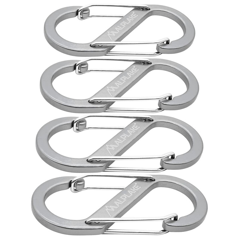 ALPLAKE ® - Pack of 4 Material Carabiners, Double Carabiner,
