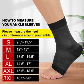 KEKING® Ankle Brace Compression Support Sleeve for Women & Men, Medical Ankle Compression Socks for Plantar Fasciitis, Foot & Ankle Swelling, Achilles Tendon Support, Arch Support, 1 Pair of Black S