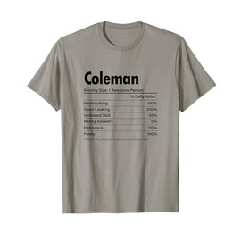 COLEMAN Nutrition Facts | Funny Name Definition - Graphic T-Shirt