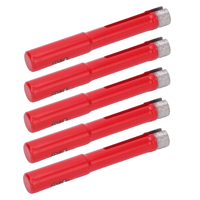 5Pcs Saw Bit Set FlatTooth Diamond Particles Red Coated Drill