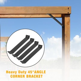 4 Pcs Inside Moun 45-Degree Angle Bracket,11" x 3" Heavy Duty Corner Brace Support,45 Degree Support Knee Braces,Post to Beam Connectors for Wood 4x4 6x6 Lumber