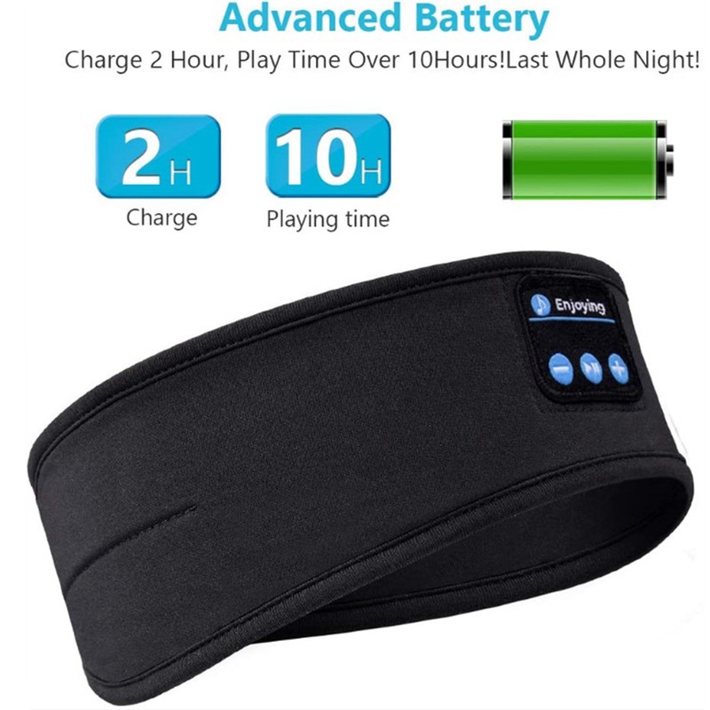 Bluetooth Sports Headband Wireless Sleep Headphones Exercise Music Headband Black