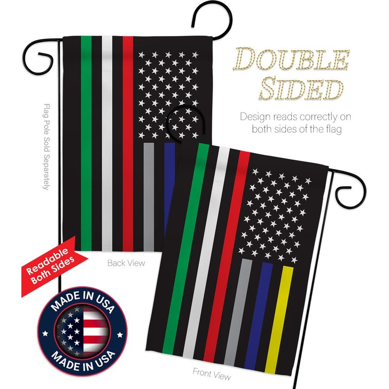 US First Responders Line Garden Flag - Set with Stand