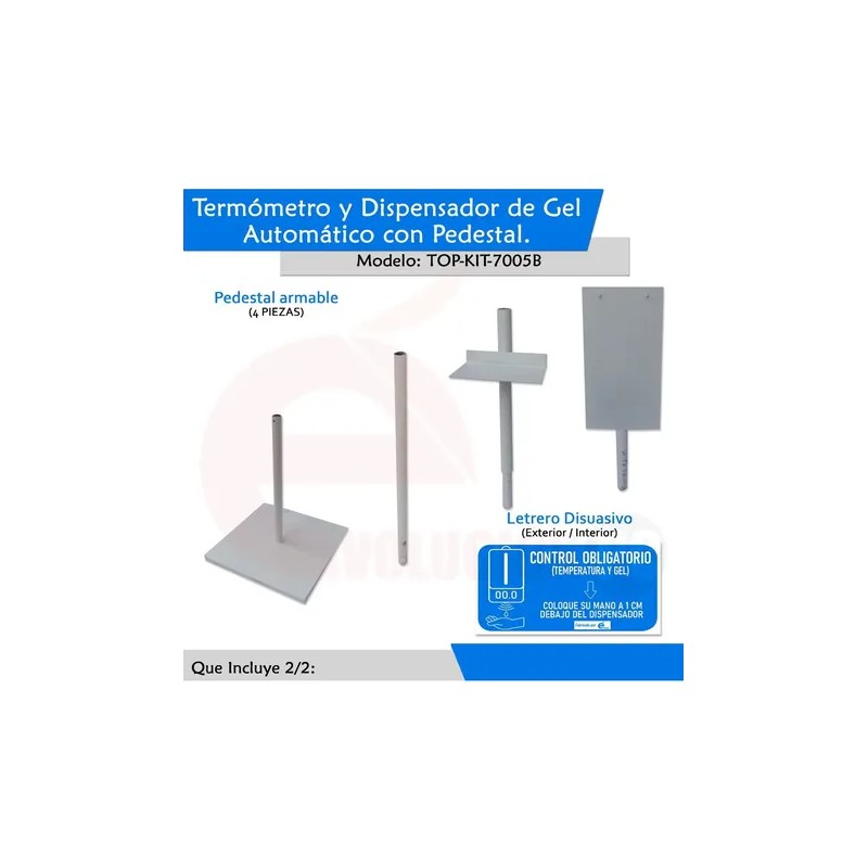 Pedestal Con Termómetro Dispensador De Gel Antibacterial V0 Color Blanca