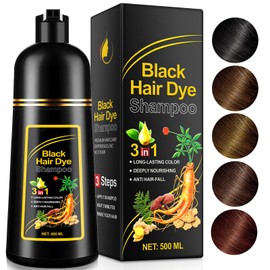 3-in-1 Herbal Hair Dye Shampoo, Herbal Hair Dye Shampoo Deeply Nourishing, Natural Brown Hair Color Solution for Women & Men