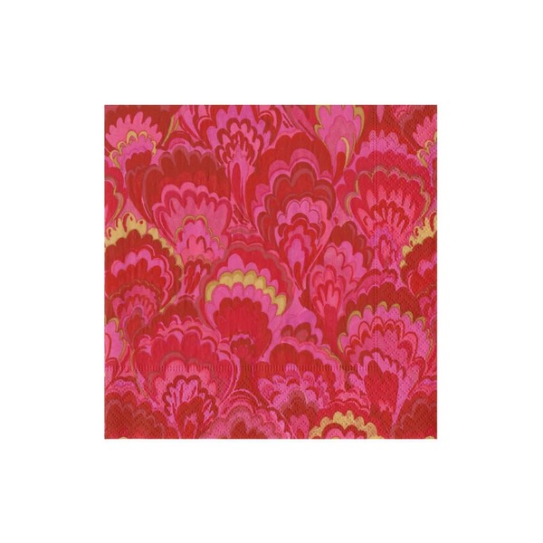 Caspari Marbled Ceramica Red & Fuchsia Cocktail Napkins - Includes