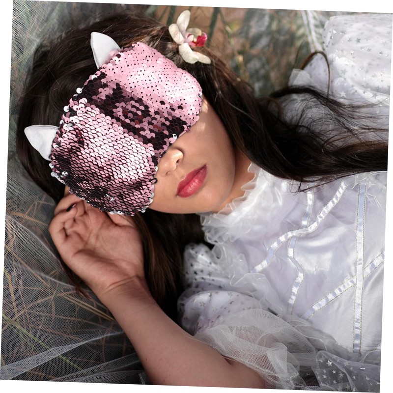 Beavorty Cute Glitter Unicorn Sequin Sleeping Eye Mask with Strap