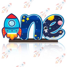 Yopyame Rocket One Letter Sign Wooden Table Centerpieces Spaceship Rocket Theme One Year Old Photo Prop Baby Shower Party Supplies Outer Space 1st Sign Milestone Baby Shower Decoration