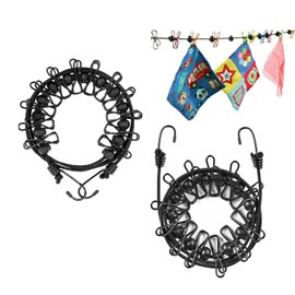 Travel Clothesline,2 Pack Black Windproof Portable Clothesline,Camping Clothing line with 24 Clothes Clips, for Indoor Laundry Drying line,Outdoor Camping Accessories.