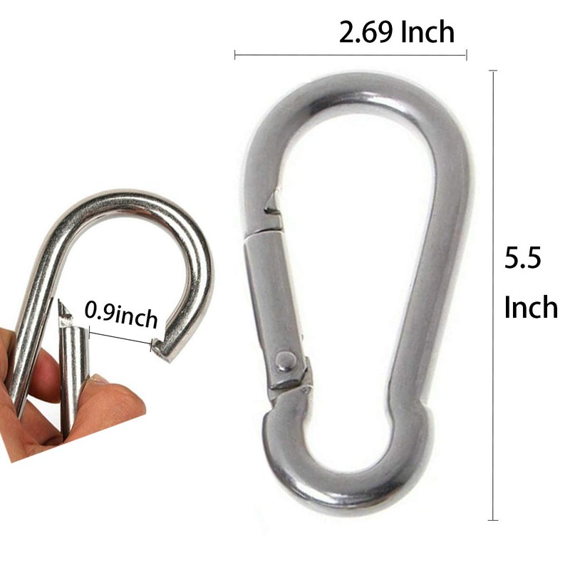 Large Carabiner Clip,5-1/2 Inch Heavy Duty Stainless Steel Spring Snap