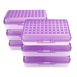 BTSKY 6 Pack Multipurpose Utility Box- Large Capacity Pencil Box with Lid Snap Closure Candy Color Pencil Holder for Organize and Carry Pencils Watercolor Pens Purple
