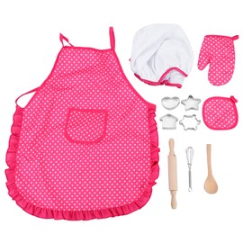 Children Chef Set DIY Cooking Baking Suit Toys Set Pretend Play Clothes Apron Glove Hat Cooker