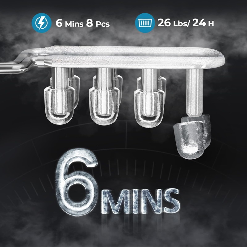 Countertop Ice Maker Machine, 8 Ice Cubes in 6 mins,