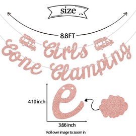 Girls Gone Glamping Banner, Camping Bachelorette Decorations, Bridal Shower Glamping Theme Party Supplies, Girls Just Wanna Have Fun Birthday Party Decor Sign Rose Gold Double-Sided