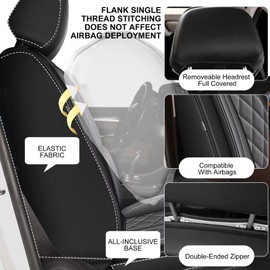 YORKNEIC 2 Front Set Fit for Toyota 4Runner 2003-2025 2026 Automotive Car Seat Covers Waterproof Breathable Leather Car Seat Cushion Protectors(2 Front Sets, Black&Grey)