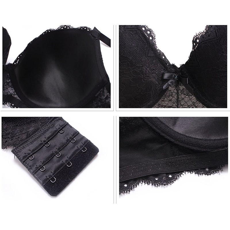 MIERSIDE Women's Black/Beige Plus Size Lace Seduction Underwire Molded Demi
