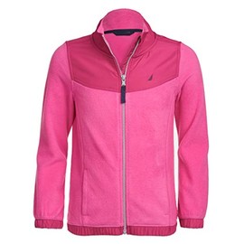 Nautica Girl's Full-zip Fleece Jacket, Signature Logo Design, Lightweight & Wind Resistant, Grey Heather, 34