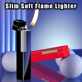 Mini Soft Flame Lighters Refillable Butane Jet Torch Flame Lighter with Flame Adjustable Dial Portable Windproof Lighter Great Gift for Men for Outdoors No Gas (Red)