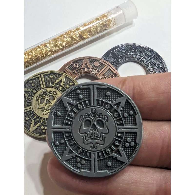 4 PIRATES GOLD METAL POKER CHIPS NEW SILVER GOLD COPPER