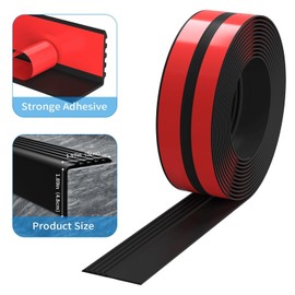 Elvone Stair Nosing, Rubber Edging Guard Trim Self Adhesive, Vinyl Staircase Step Edge Protector for Outdoor & Indoor(10 FT, Black)