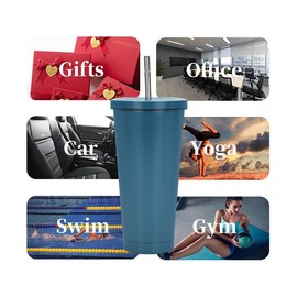 25 oz Tumbler with Straw and Cleaning Brush | Premium Insulated Cup Reusable Stainless Steel Water Bottle Travel Mug Cupholder Friendly | Gift for Women Men Kids (Peacock Blue)