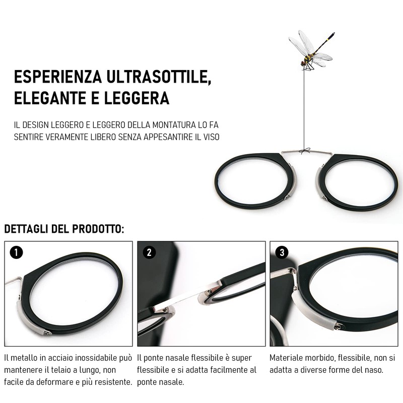 Lesebrille 3.5 Mini Nasenleser Clip für Männer und Frauen, flexible