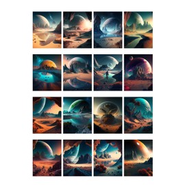 Decoupage Paper Pack (35 Sheets 6"x8") Outer Planets Scenic Landscapes FLONZ Vintage Pictures Reprint Cards for Decoupage, Craft and Scrapbooking
