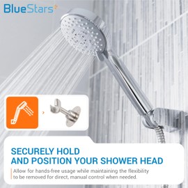 BlueStars Adjustable Handheld Shower Head Holder Bracket - 360° Rotatable Shower Wand Hose Sprayer Holder - Comes with Hardware Pack