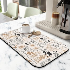 Kuyig Home Coffee Mat 19inx12in,Coffee Bar Mat for Countertops,Absorbent Hide Stain Anti-Slip Coffee Bar Accessories Fit Under Coffee Machine Mat,dish drying mats for kitchen