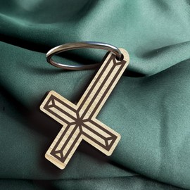 Petruskreuz Schlüsselanhänger handgemacht aus Holz, Glücksbringer, Schlüsselanhänger Mit Kreuzanhänger, Ein Geschenk Für Gläubige, Aufmerksamer Glücksbringer, Kreuz Jesus Glaube,