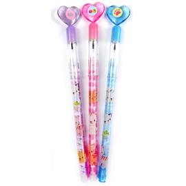 TINYMILLS 24 Pcs Cats Kittens Multi Point Stackable Push Pencil Assortment with Eraser for Kittens Birthday Party Favor Prize Carnival Goodie Bag Stuffers Classroom Rewards Pinata Fillers