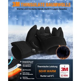 Winter Cycling Gloves Men Women Ski Gloves Waterproof Touch Screen Non-Slip Full Finger Gloves for Running, Driving, Cycling