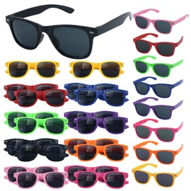 18 Pack Multi-Coloured kids sunglasses, toddler sunglasses, party sunglasses, kids sunglasses multipack, kids sunglasses bulk, with UV Protection, Party Favor, Goody Bag Fillers (9 Neon Colour)