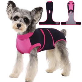 Kuoser Recovery Suit for Dogs After Surgery, Soft Dog Surgery Suit Female Male, Breathable Pet Surgical Recovery Shirt, Anti Licking Dog Onesie for Abdominal Wounds Cone Alternatives, Black XS