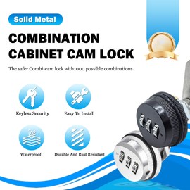 Fuyfa 3 Pack Combination cam Lock,Combi Cabinet Drawer Locks Security for Cabinet Filing Drawers Mailbox (Black, 3/4 inch)