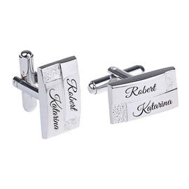 ID Cufflinks with Engraving Stainless Steel Wedding Business 011, Stainless Steel, Without Stone