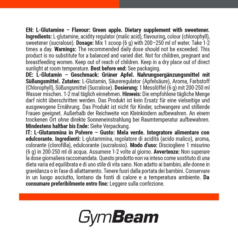L-Glutamine - GymBeam 500 g - Green Apple