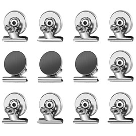 Magnetic Clips, 12 Pack Super Strong Magnetic Clips Hook Clips Round Small Refrigerator Magnet Whiteboard Sticky Notes Message Memo Photo File Paper Food Storage Clips Office Home School Office Supplies (Silver)
