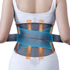 BigAlex Faja lumbar para hombres, cinturón de soporte para la espalda para mujeres, fácil de colocar, soporte lumbar con varillas de metal (cintura L